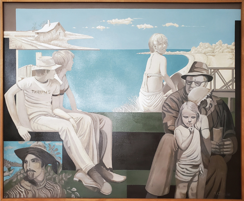 Great Lake de Marielouise Kreyes, une peinture qui représente diverses personnes avec différents plans d'eau